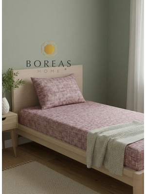 Boreas Home Pixel Ranforce Tek Kişilik Lastikli Çarşaf ve Yastık Kılıfı Seti 100X200 cm Lila
