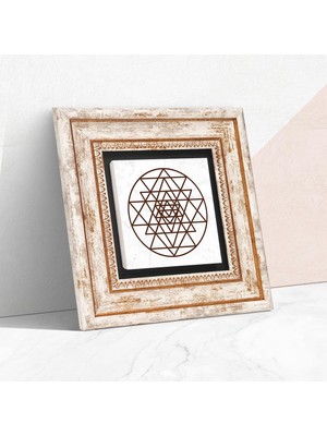 Fumeyabi Sri Yantra Taş Duvar Tablosu - Çerçeveli Taş Tablo - Dekoratif Duvar Sanatı - Modern Ev ve Ofis Duvar Dekoru T1-175