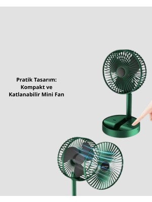 Fumeyabi Katlanabilir Mini Fan – 3 Kademeli Soğutma, Şarjlı