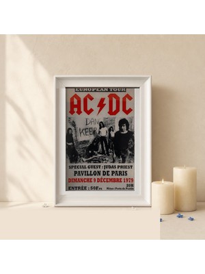 Etiler Home Premium Epoksi Retro Rock Tablo Koleksiyonu – Çerçeveli, Uv Baskı Duvar Dekoru Koleksiyonu – AC&DC (79') – 20 x 30 cm