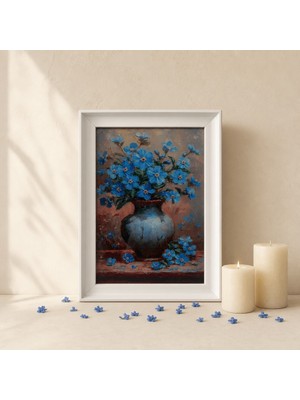 Etiler Home Premium Epoksi Manzara Tablo Koleksiyonu – Çerçeveli, Uv Baskı Duvar Dekoru Koleksiyonu – Mavi Çiçek – 20 x 30 cm