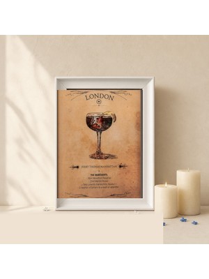 Etiler Home Premium Epoksi Kokteyl Tablolar – Çerçeveli, Uv Baskı Duvar Dekoru Koleksiyonu – Jerry Thomas Manhattan – 20 x 30 cm