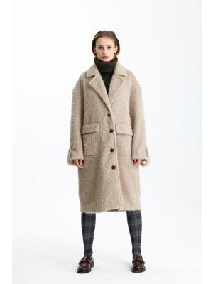 Gaca Collection Ninova Teddy Bej Oversize Uzun Kaban