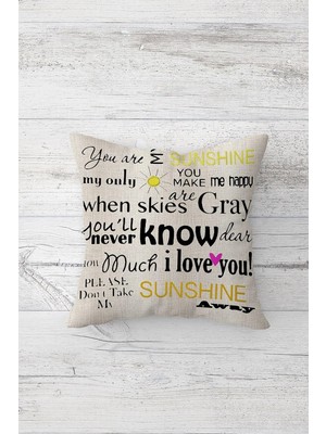 Odea Pelangi You Are My Sunshine Çift Tarafı Baskılı Gizli Fermuarlı Yastık Kılıfı Kırlent Koltuk Yastık Kılıfı, Bej-Siyah 45 x 45, 24691151145451