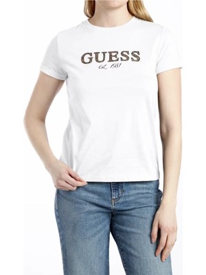 Guess Leopard Regular Fit Kadın T-Shirt W6BI22K6042