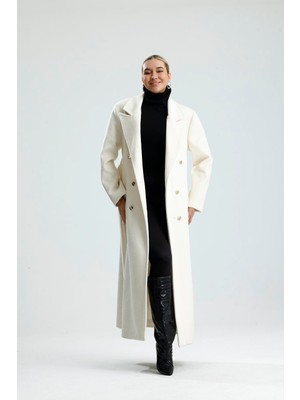 Gaca Collection Limyre Ekru Kaşe Uzun Kaban