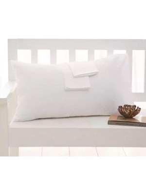Fumeyabi Beyaz Renkli Pamuklu Kumaştan Kapaklı Yastık Kılıfı (2 Adet) 50 x 70 cm Beyaz Tek Ebat 50 x 70