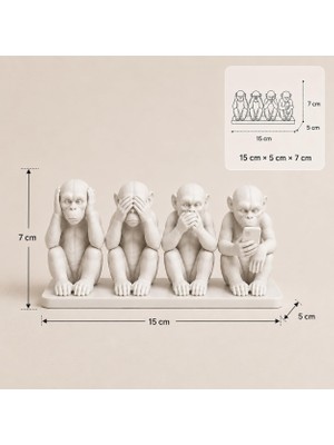 Odea Modern Dört Maymun Biblosu Dekoratif Masa ve Raf Süsü 15X5X7 cm