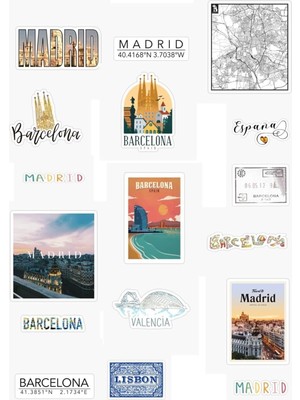 Fumeyabi Ispanya- Madrid - Barselona Tasarımlı 17'li Sticker Seti