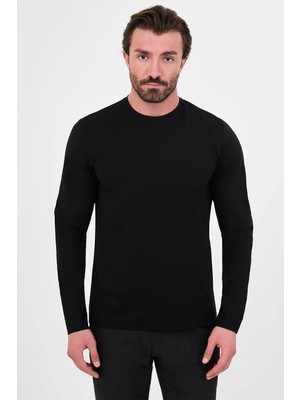 Centilmen Düz Slim Fit Yüksek Bisiklet Yaka Pamuk Uzun Kollu Erkek Sweat 36900