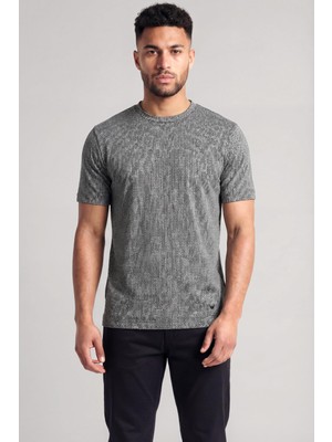 Odea Erkek Desenli Bisiklet Yaka Kısa Kol Gri T-Shirt EM005270 AF24857-FB484
