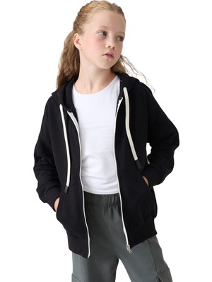 Odea Siyah Pamuklu Içi Tüylü Yumuşak Dokulu Standart Fit Nakışlı Kız Çocuk Sweatshirt - 75149