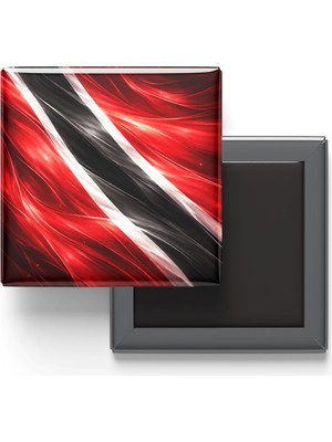 Odea Trinidad ve Tobago - Abstract Efektli Bayrak - Baskılı Kare Buzdolap Magneti