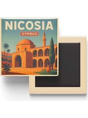 Odea Lefkoşa Kıbrıs - Büyük Han - Baskılı Buzdolap Magneti Kare 9x9 cm