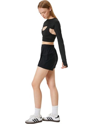 Odea Koton Mini Şort Etek Spor Paraşüt Kumaş Beli Lastikli Relax Fit