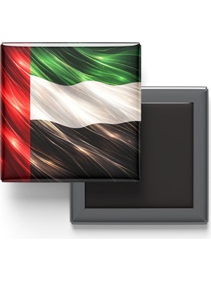 Odea Birleşik Arap Emirlikleri - Abstract Efektli Bayrak - Baskılı Kare Buzdolap Magneti