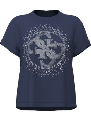 Guess Round Straslı Logo Kadın Regular Fit T-Shirt W6YI18K4331