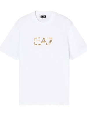 Odea Ea7 Erkek Bisiklet Yaka T-Shirt, Beyaz, Xl Beden