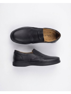 Enes Ayakkabıcılık Erkek Bağcıksız Deri Görünümlü Kışlık Comfort Taban Loafer Ayakkabı