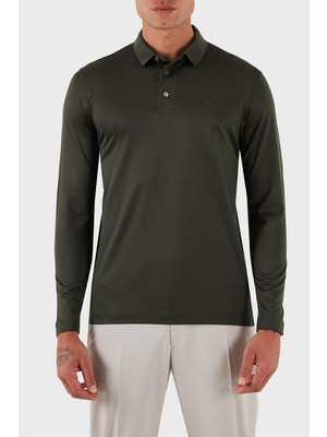 Odea Emporio Armani Pamuklu Slim Fit Uzun Kollu Düğmeli Polo Yaka Sweat Erkek Polo Yaka Sweat 8N1F97 1juvz U8120