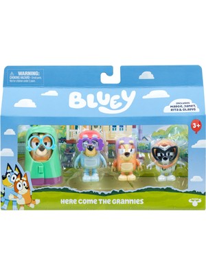 Odea Bluey - 4'lü Figür Paketi Burada Büyükanneler Geliyor, Hareketli Kollu ve Aksesuarlı, 6 – 7,6 cm Büyüklüğünde, Hareketli Çocuk Oyuncakları, Bölüm Büyükanne Oyunlarından Anlar