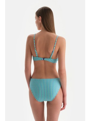 Odea Dagi Kadın Normal Bel Bikini Alt, Örme, Beyaz/ Lacivert, 36