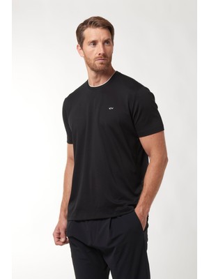 Odea Erkek Normal Kesim Logo Detaylı Yuvarlak Yakalı Pamuklu Kısa Kollu Siyah T-Shirt 16311605-011