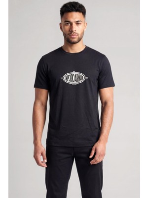 Odea Erkek Regular Fit Yuvarlak Yakalı Logo Tasarımı Kısa Kollu Siyah T-Shirt EM004916 AF13747-UC001