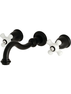 Odea Kingston Brass KS3120PX KS3120PX Vintage 20,32 cm Merkez Duvara Monte Tekne Lavabo Bataryası, 7-4/9" Ağız Erişiminde, Mat Siyah