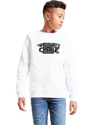 Odea Tshirthane The Wheel Of Time Dragon Minimal Beyaz Çocuk 2ip Sweatshirt P23419S6920, 13-14 Yaş