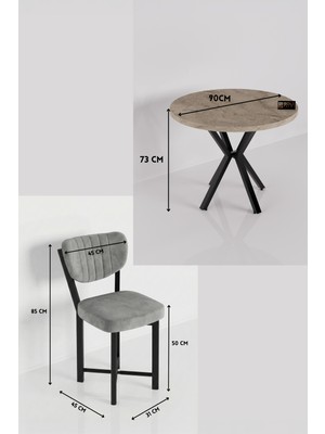 Bezos Elma Masa Seti Ekru Gri 90 cm