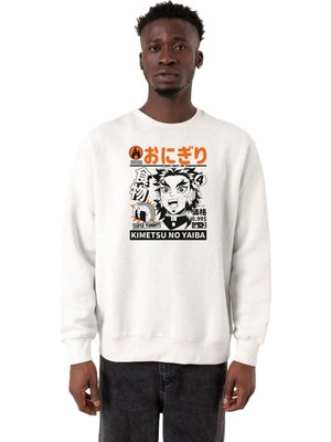 Odea Tshirthane Demon Slayer Anime Super Yummy Beyaz Erkek 2ip Sweatshirt P20873S4815, S