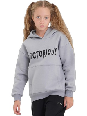 Odea Slazenger Lexus Unisex Çocuk Kapüşonlu Cepli Taş Gri Sweatshırt