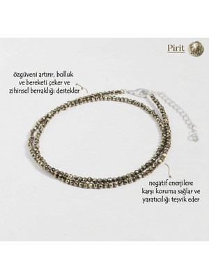Taşmir Gerçek Pirit Taşlı Minimalist Kolye / 2 mm Minik Kristal Taşlı, Şifalı ve Reiki Özellikli Göz Alıcı Kadın Kolyesi