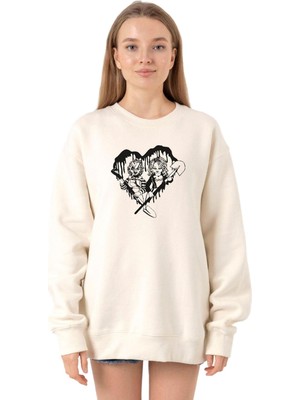 Odea Tshirthane Chucky And Bride Horror Ekru Kadın 2ip Sweatshirt P20497S7690, Xl
