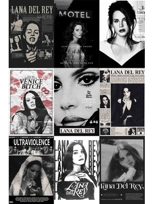 Taranist Lana Del Rey Kağıt Poster Set 9 Adet 10X15CM