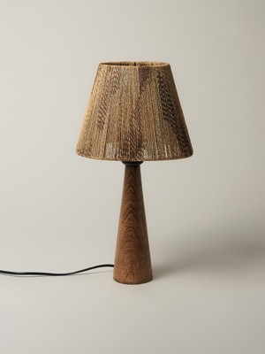 Minihol Timber Kahverengi Başlıklı Ahşap Abajur (18 x 44 Cm)