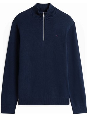 Tommy Hilfiger Tjm Slm Ess Lıght Zıp Swtr Ext Erkek Mavi Kazak - DM0DM21654