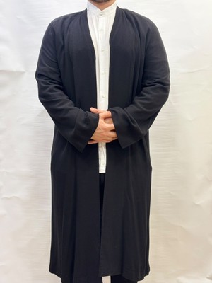 Yaser Giyim Buhara Yaka Keten Namaz Cübbesi - Siyah