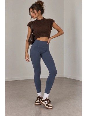 Vadon 1059 Kadın Yüksek Bel Toparlayıcı Premium Basic Tayt Indigo