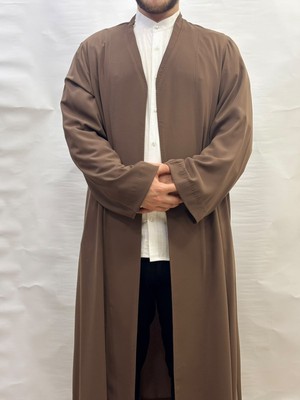 Yaser Giyim Medine Ipeği Namaz Cübbesi - Kahverengi