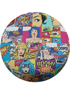 Pop Art Desenli 40*40 Yuvarlak Puf