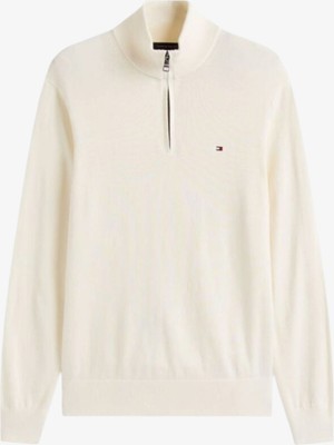 Tommy Hilfiger Pıma Org Ctn Cashmere Zıp Mock Erkek Sarı Kazak - MW0MW28049