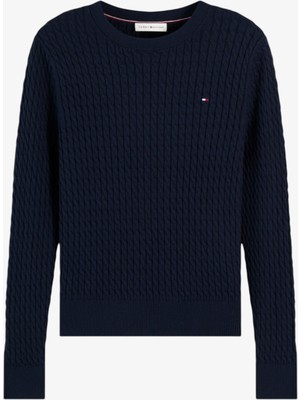 Tommy Hilfiger Co Cable Fıne Gg C-Nk Ls Sweater Kadın Mavi Kazak - WW0WW44993