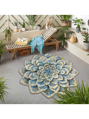 Nesa Decor 3D Renkli Lotus Çiçeği Şekilli Yıkanabilir Kaymaz Taban Banyo Mutfak Antre Halısı