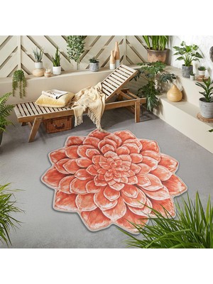 Nesa Decor 3D Renkli Lotus Çiçeği Şekilli Yıkanabilir Kaymaz Taban Banyo Mutfak Antre Halısı