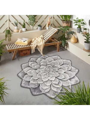 Nesa Decor 3D Renkli Lotus Çiçeği Şekilli Yıkanabilir Kaymaz Taban Banyo Mutfak Antre Halısı
