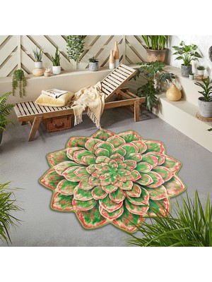 Nesa Decor 3D Renkli Lotus Çiçeği Şekilli Yıkanabilir Kaymaz Taban Banyo Mutfak Antre Halısı
