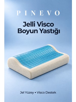 Pinevo Jelli Ortopedik Visco Boyun Jel Yastık – Serinletici Jel Katmanlı Ergonomik Boyun Destek Yastığı