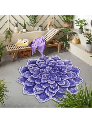 Nesa Decor 3D Renkli Lotus Çiçeği Şekilli Yıkanabilir Kaymaz Taban Banyo Mutfak Antre Halısı